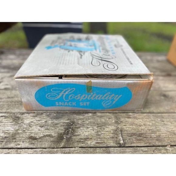 Federal Glass Vintage Snack Set Hospitality 1950s MCM Clear Retro Set of 4 - Picture 6 of 7